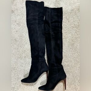H & M Balmain Suede Knee High Boots